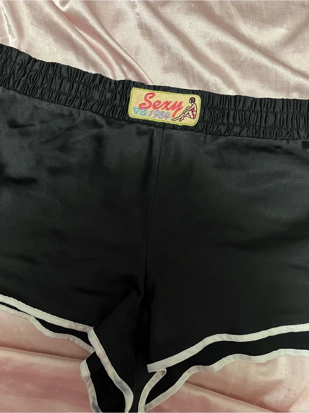 PINK Victoria's Secret Black Shorts with White Trim